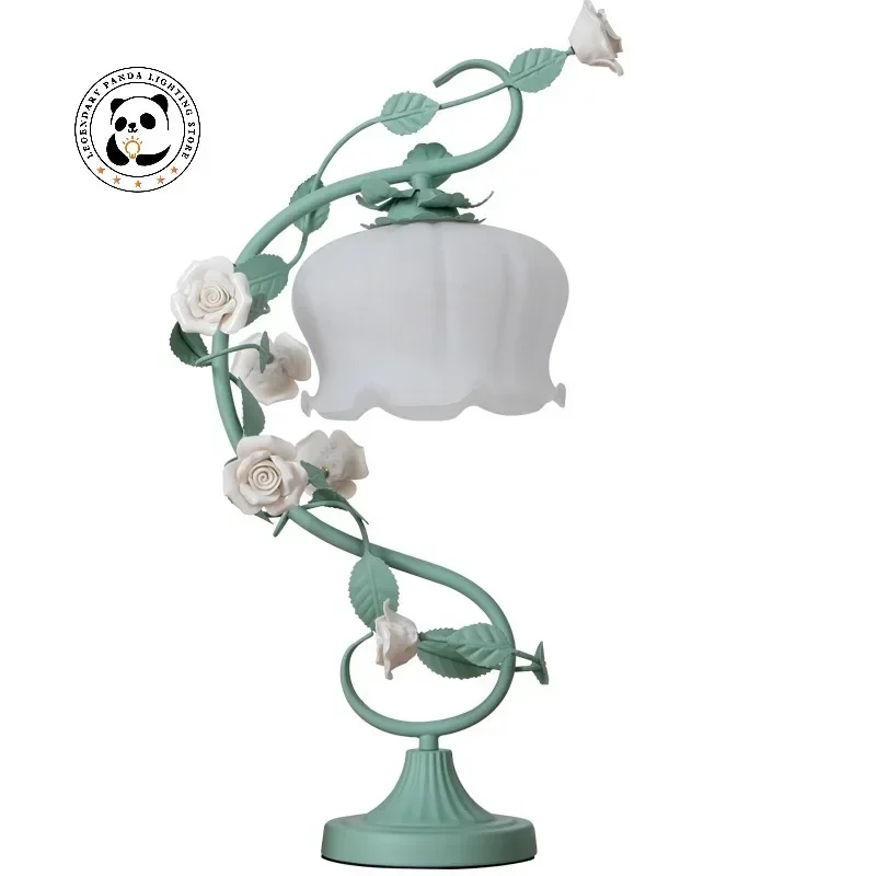 

Italy Design Orchid Table Lamp Glass Lampshade Led Bedroom Bedside Desk Lights Home Art Decoration Living/Model Room Study Salon