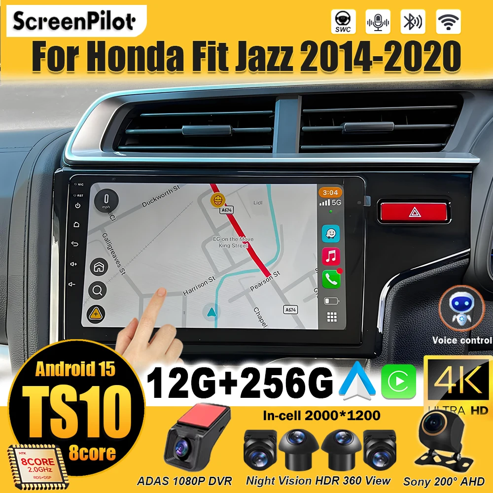 

Для HONDA FIT JAZZ 2014 2015 2016 2017 2018 2019 2020 Android 15 Беспроводная автомагнитола Стерео головное устройство Carplay Bluetooth