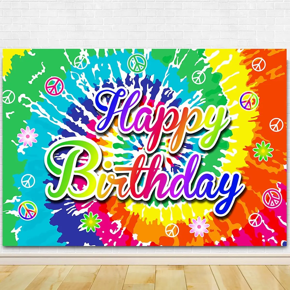 Tie Dye Theme Party Photography Backdrop Hippie Birthday Party Background Cake Table Outside Yard Indoor Outdoor Decorations