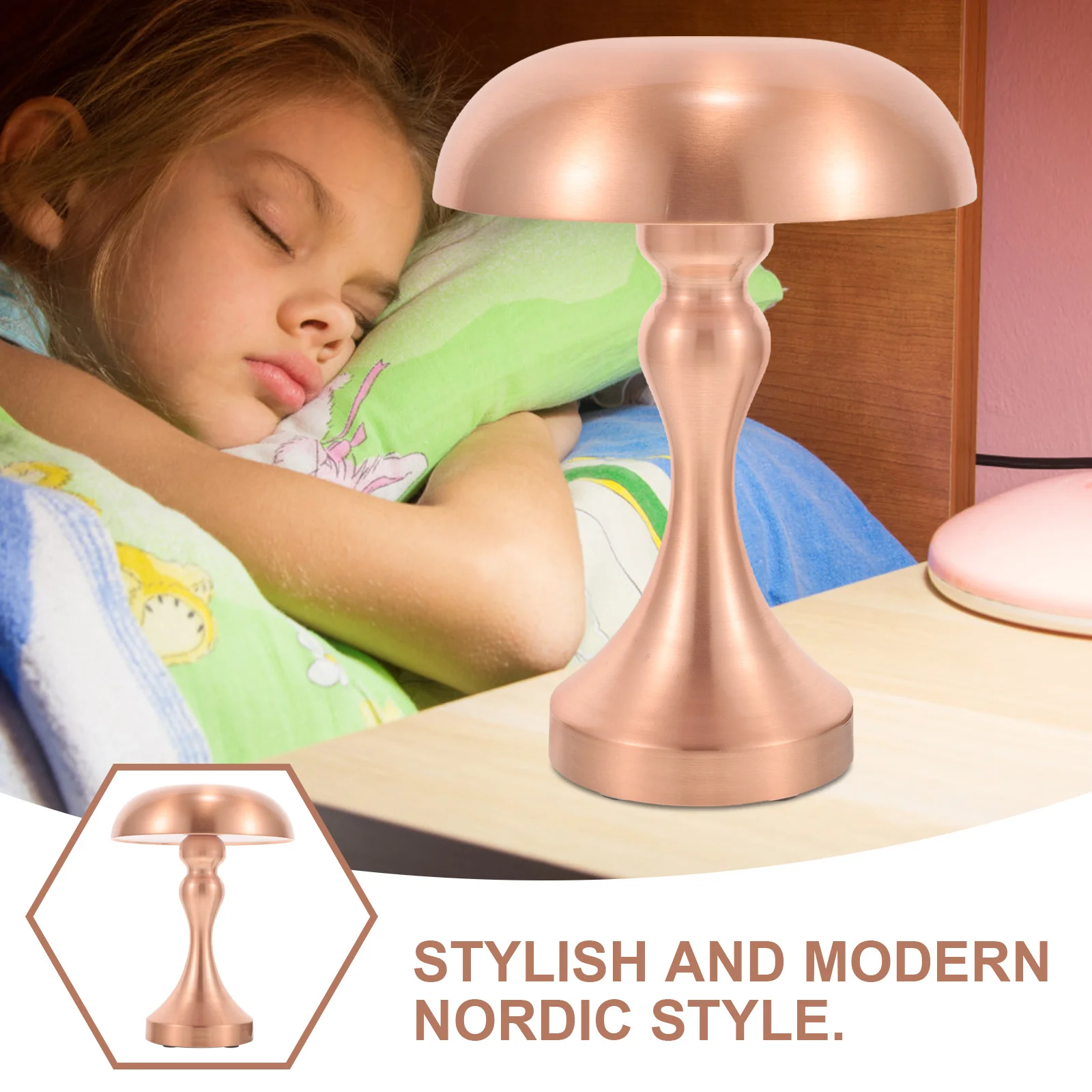 

Mushroom Table Lamp Modern Dimming Bedside Light For Bedroom Study Living Room Metal Desktop Lamp Soft