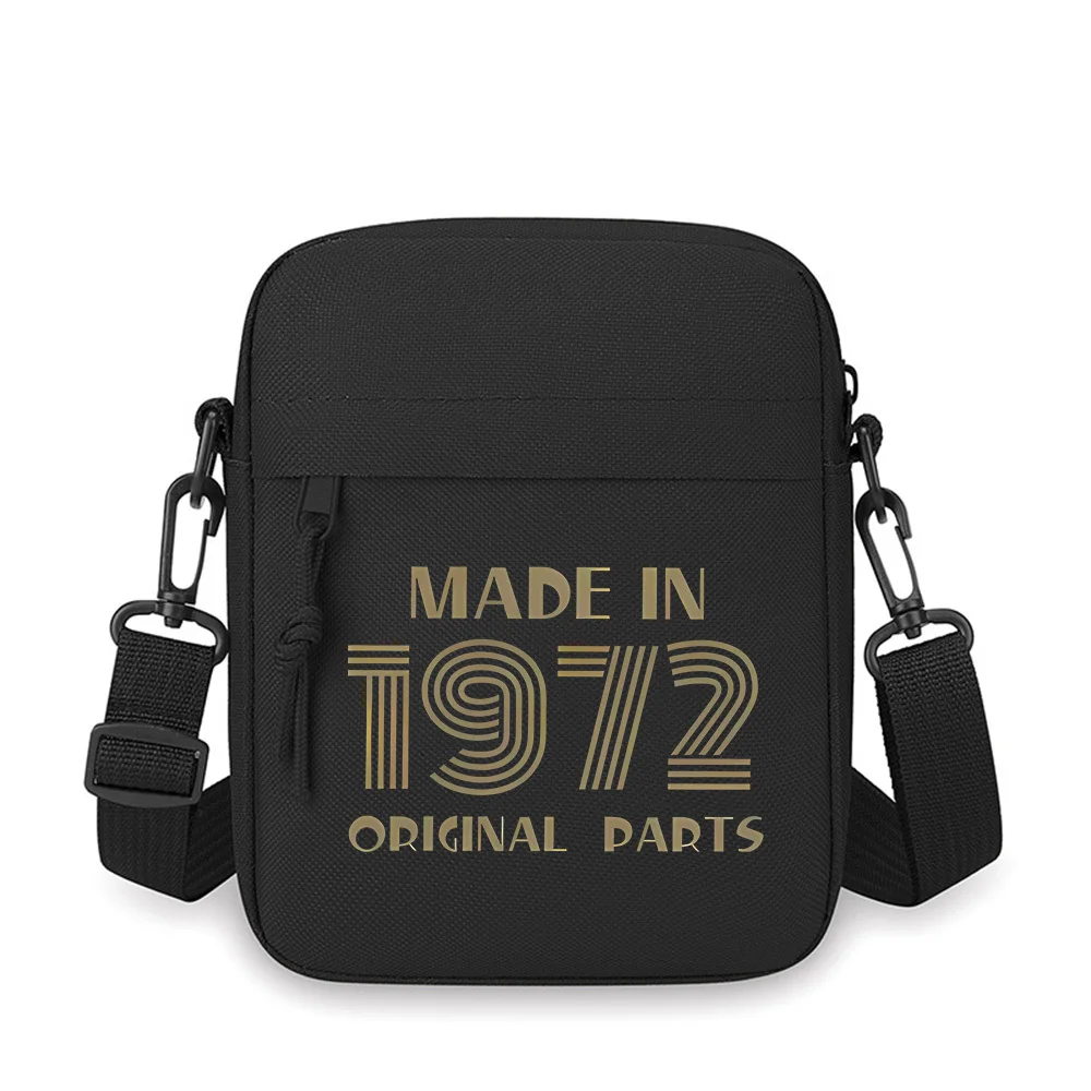 

Made in 1972 original parts vintage design Men Crossbody Bag Single Shoulder Women Cartoon Anime Film Printing Design Unisex