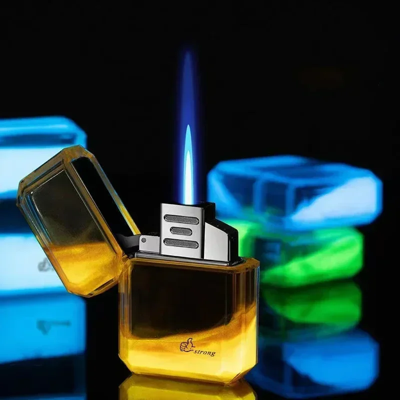 2024 Transparent Luminous Quicksand Kerosene Lighter Glitter And Shine Cool Lighter Cigarette