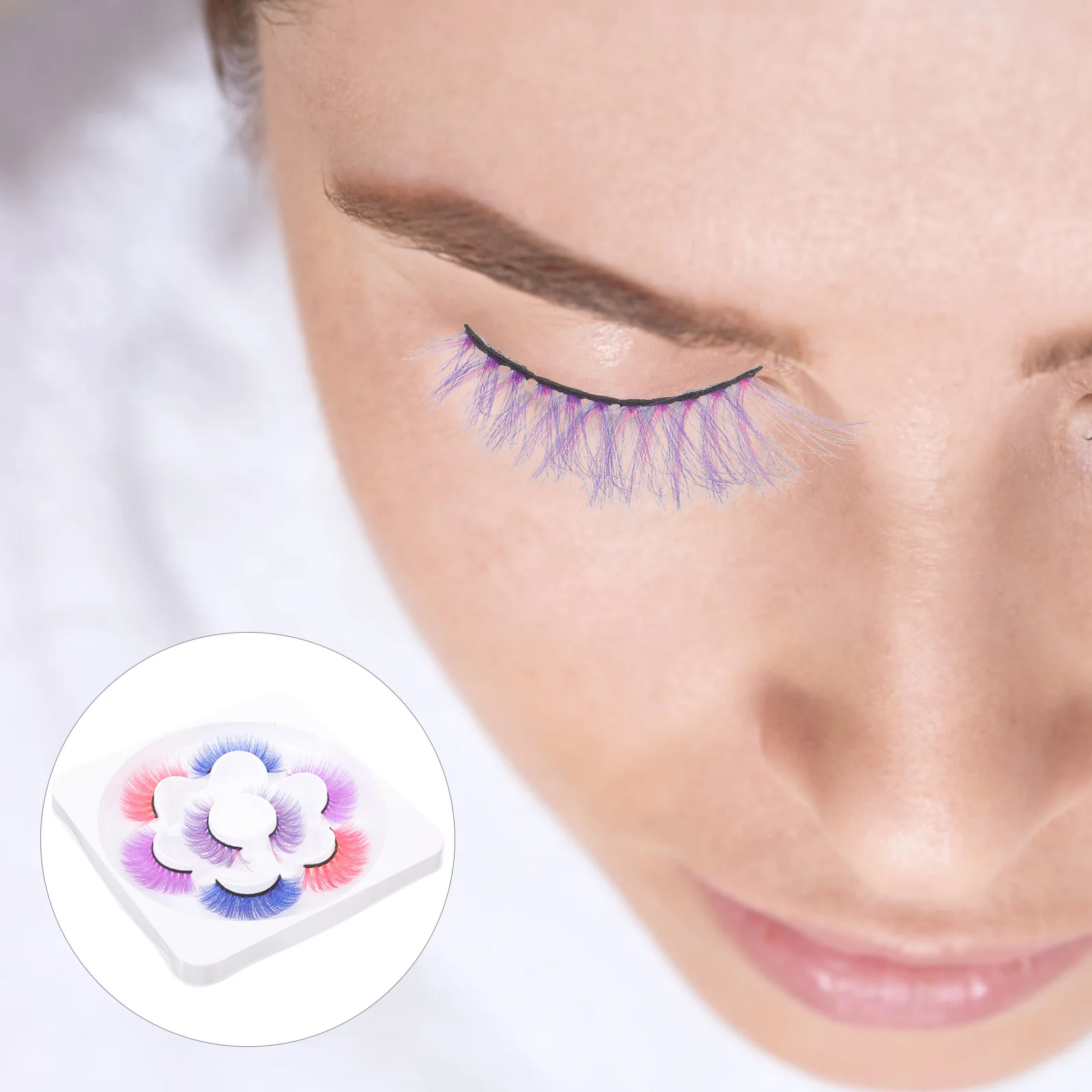 

4Pairs False Eyelashes Pack 3D Colored Natural Wispy Fake Lashes for Women Curly Makeup Lashes Attractive Comfortable All