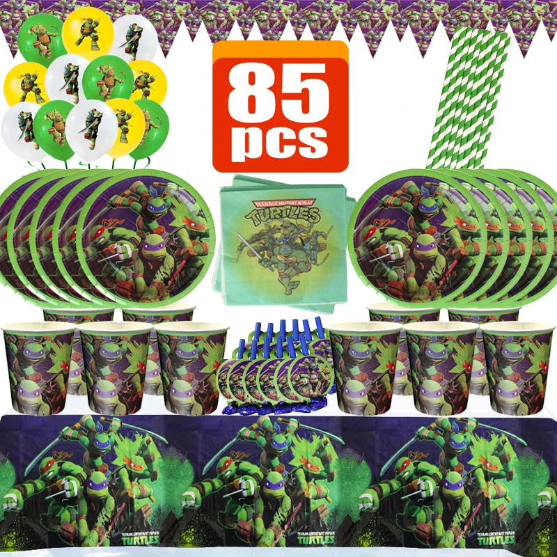 Ninja Turtle Birthday Decoration Teenage Party Noise Makers Disposable Tableware Backdrop For Kids Boy Party Supplies Toy Gift