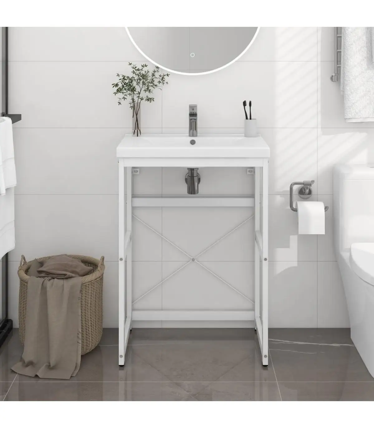 Bathroom vanities white iron basin structure 59x38x83 cm