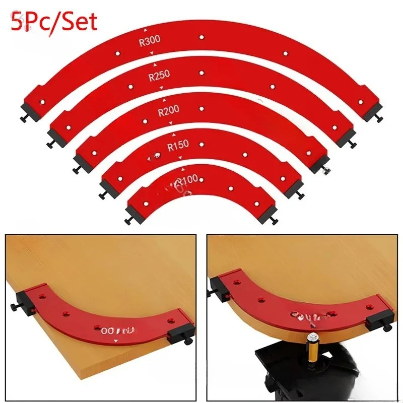 

5 шт. угловые приспособления для обработки древесины, деревообрабатывающие шаблоны с круглым угловым радиусом, шаблоны для угловой фрезы радиуса