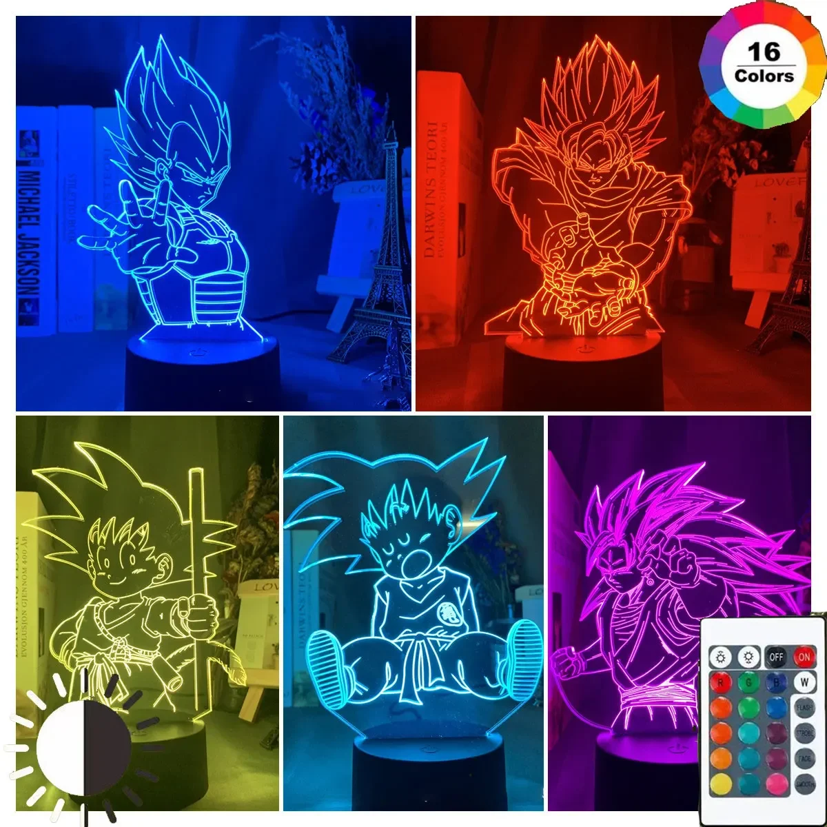 Japanese Anime Figure Dragon Ball Z 3D Lamp Son Goku Gohan Vegeta Broly Frieza Action Figuras LED Night Light Kids Manga Gift