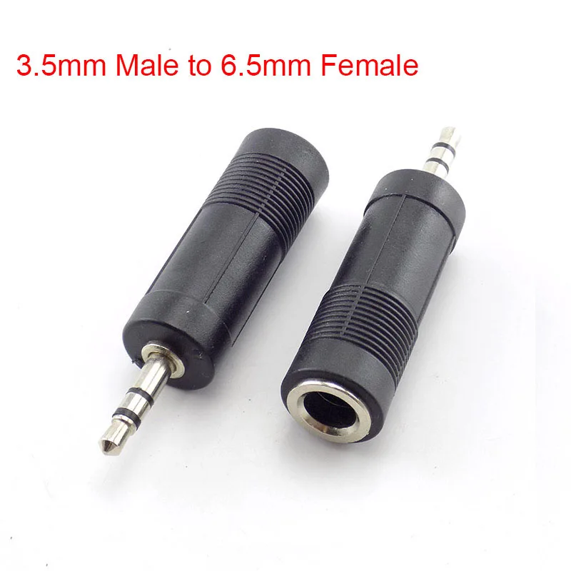 2pcs DC 3.5mm Male to 6.5mm Female Adapter for Headphones Earphone Jack Microphone Audio Converter Plug Black C3