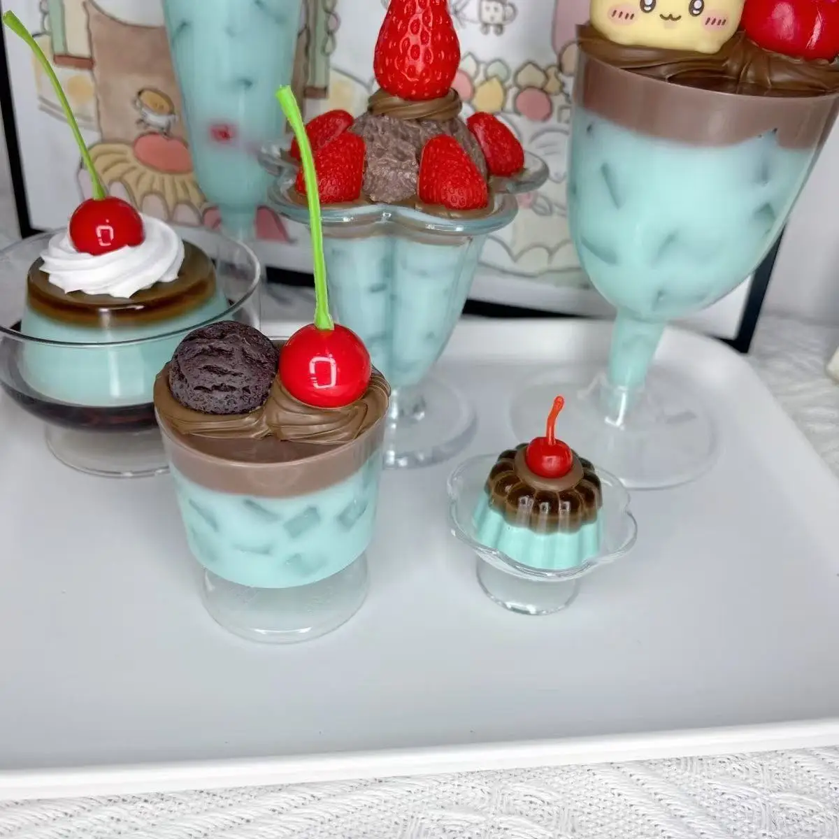 غرفة الديكور خمر نمط لطيف بودنغ الحلي النعناع الشوكولاته الحلوى ديكور نافورة الصودا الفيلم الدعائم لطيف بودنغ