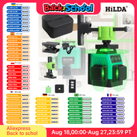 HILDA Laser Level Mini 12 Lines 3D Self-Leveling 360 Horizontal And Vertical Cross Super Powerful Green Portable Laser Beam Line