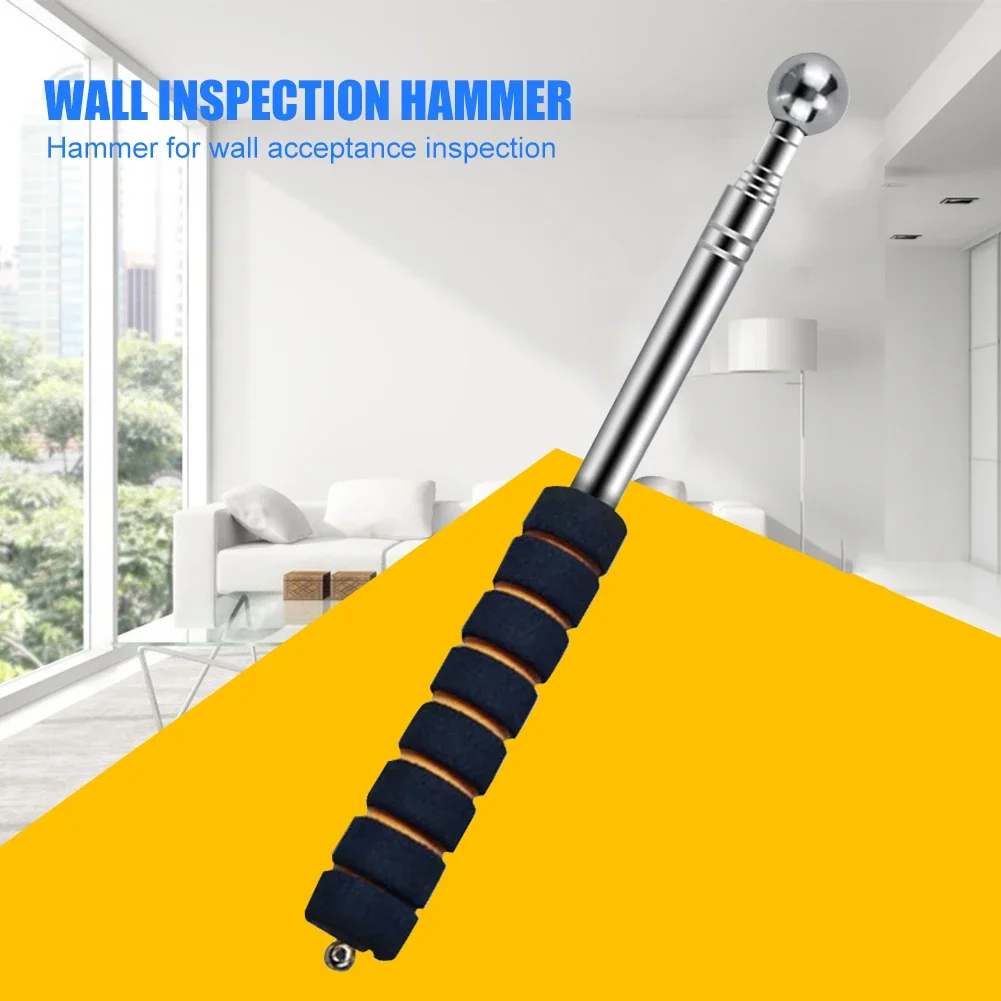 Telescopic Wall Check Hammer Adjustable Empty Drum Hammer Walls Floors Ceilings Tiles Test Checker Hammer Inspection Tool Rod