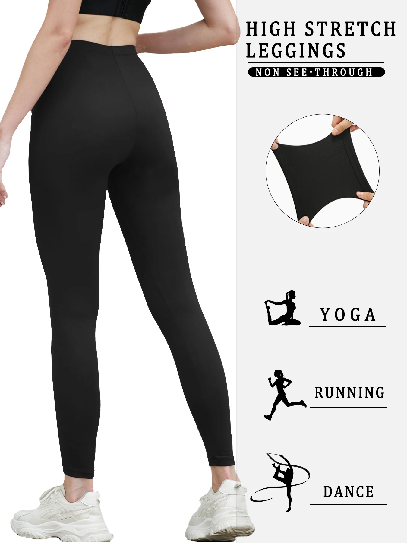 Women's Super Soft Low Rise Leggings, High Elasticity for Workout Yoga Running and Daily Casual Wear Comfort Stretch Tights