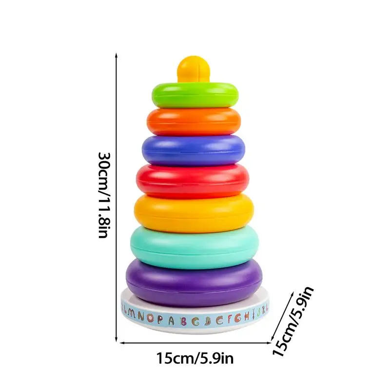 Kids Stacking Rings Rainbow Stacker STEM Learning Montessori Toys Stacking Rings Building Blocks Colorful And Safe For Birthday