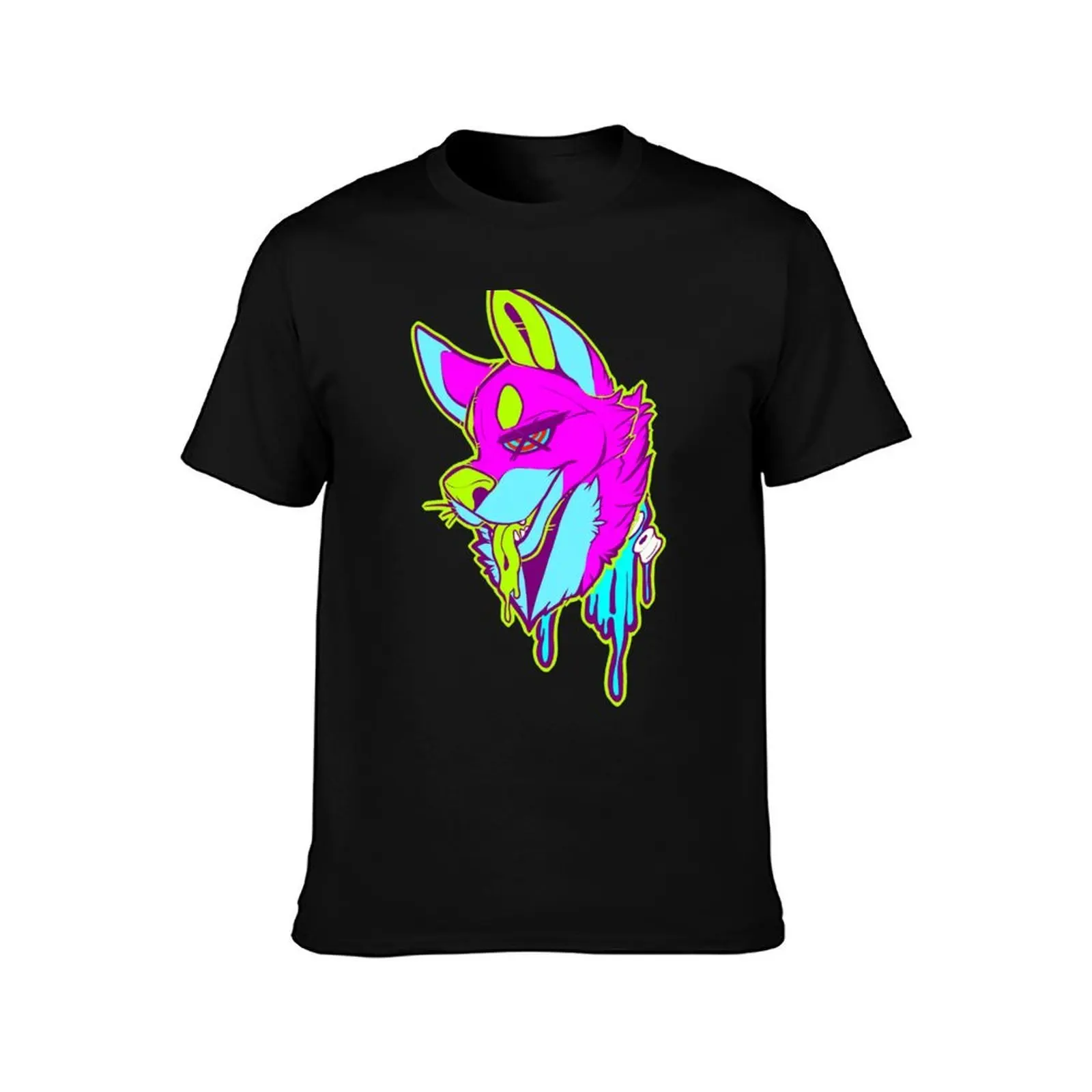 melting T-Shirt, Summer Casual Cotton Tee, Oversized Streetwear Tops, Vintage Graphic Print, Loose Fit Short Sleeve, 100% Cotton