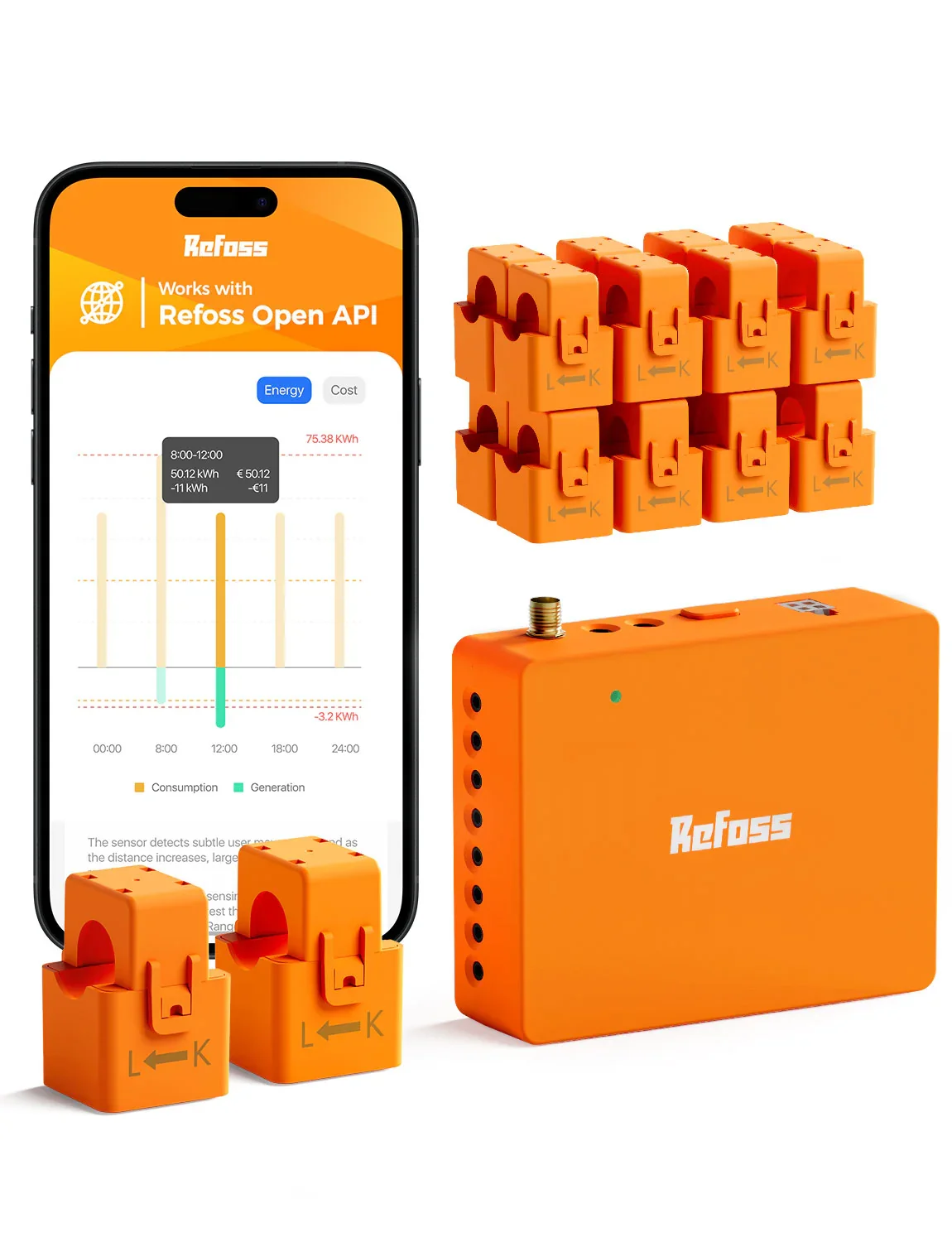 Refoss Smart Home Energy Monitor EM16P До 200A Версия для США Комплексные энергетические данные Работает с домашним помощником