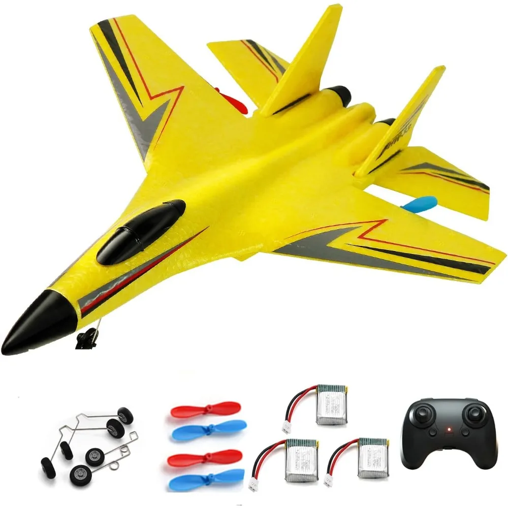 Brinquedos de avião RC para adolescentes: planador de espuma de 2 canais e jato de caça para maiores de 14 anos