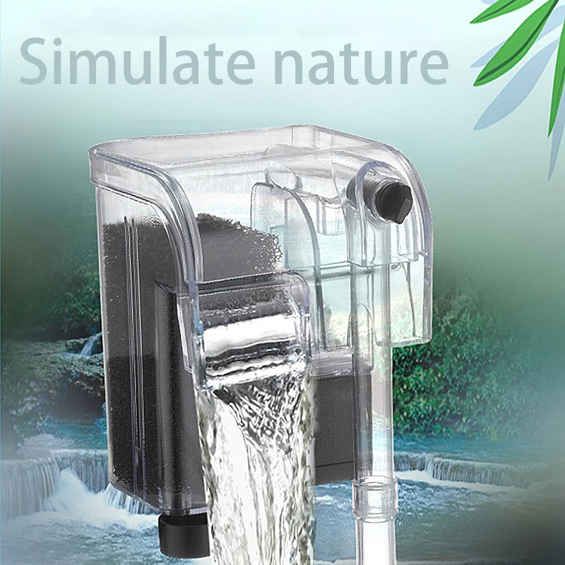 Aquarium Hanging Filter Submersible Mini Waterfall Filter Fish Tank USB Power Interface 3W Flow 250H/L for Fishtank Below 30cm