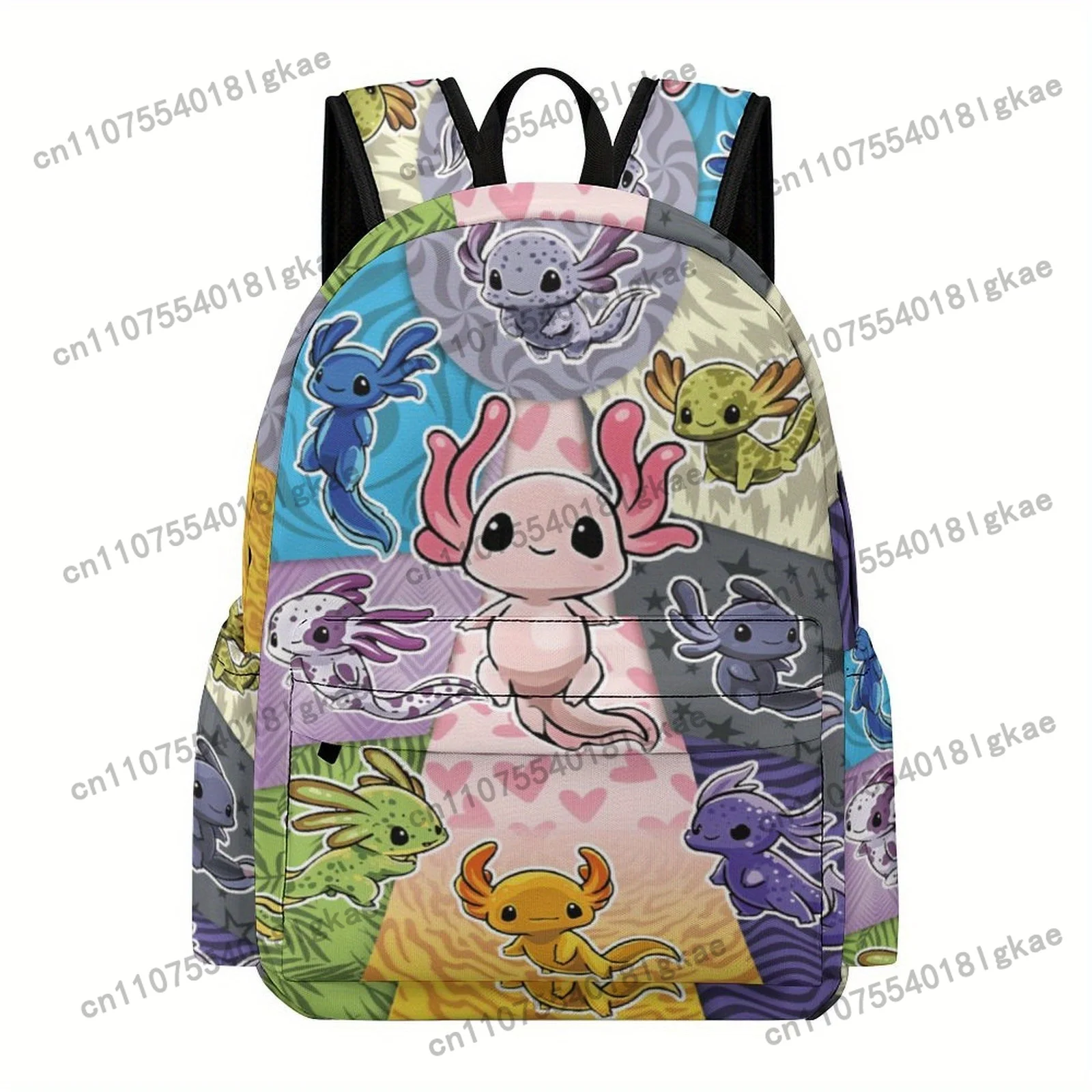 [Vibrant Axolotl Backpack] Lightweight 16.5 Inch Oxford Cloth Backpack with Vibrant Cartoon Axolotl Design | Adjustable Shoulder