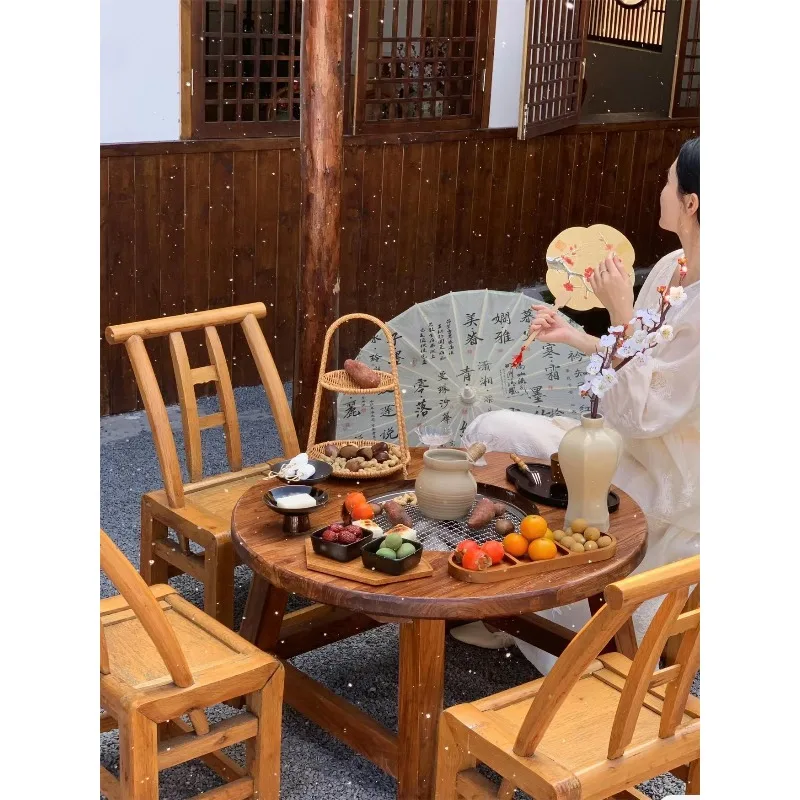 

Indoor Chinese household winter table grill set, patio barbecue table and chairs