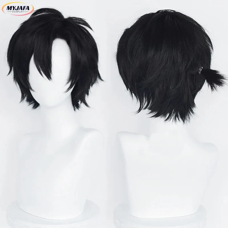 Parrucca cosplay Lu Guang Anime Cheng Xiaoshi corta bianca/nera capelli sintetici resistenti al calore parrucche per feste di Halloween + cappuccio per parrucca