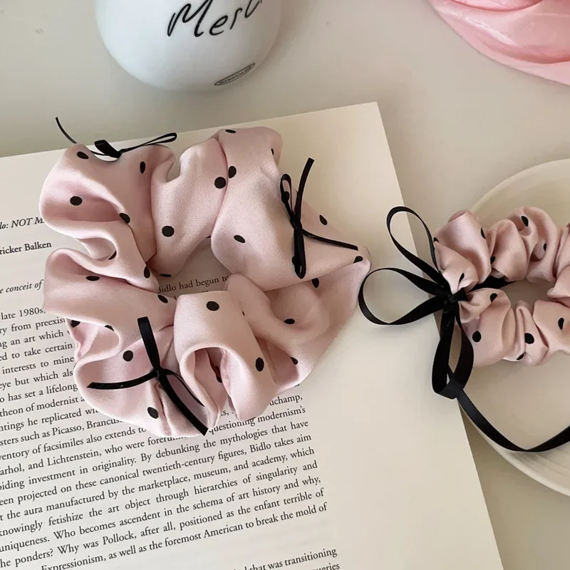 Sweet Dial Muji Hair Accessories Large Bow Knot Silk Satin Hair Band For Women Heart Shaped Hair Ties Hair Accessories