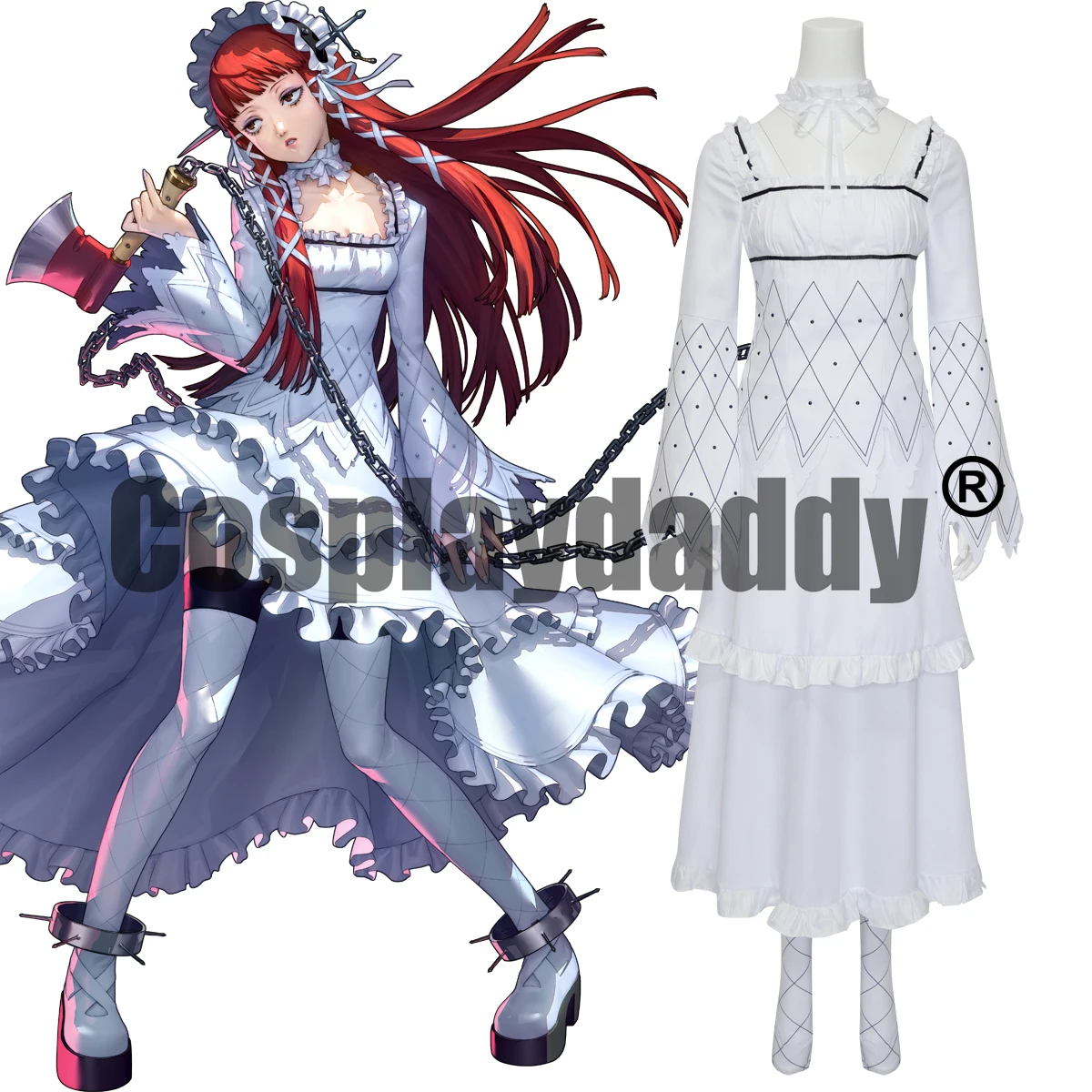 IN STOCK Persona 3 Reload P3RE Strega Chidori Yoshino Cosplay Costume White Long Gothic Lolita Dress