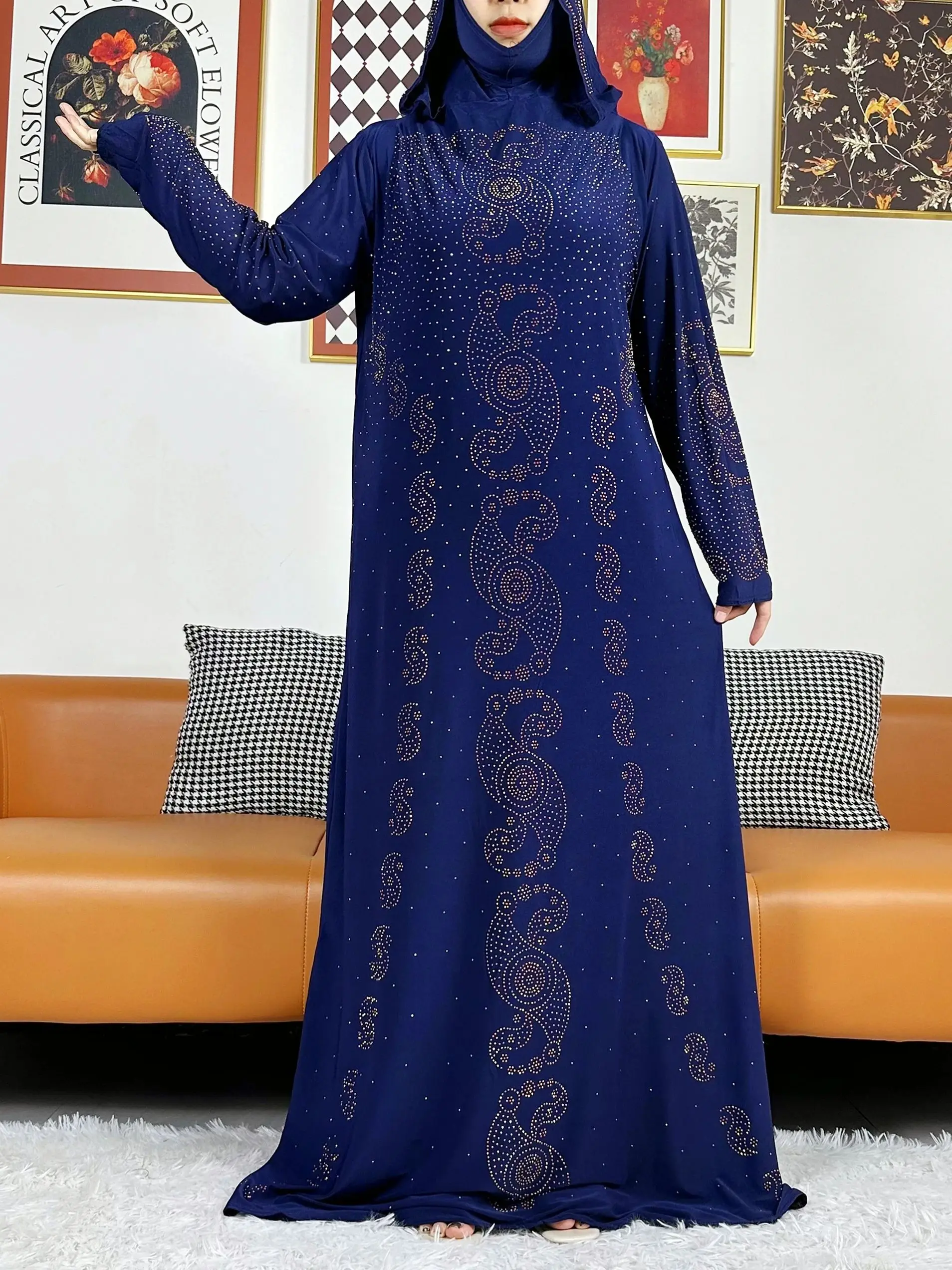 Caftán musulmán de oración para mujer, vestido con capucha, Túnica Maxi africana de Turquía con Hijab, Abaya árabe de Dubái, ropa islámica de