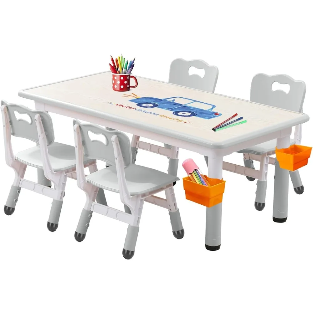 Children Furniture Sets, Toddler Table and Chair Set, Adjustable Kids Table Legs&Organizer, Children Furniture Sets