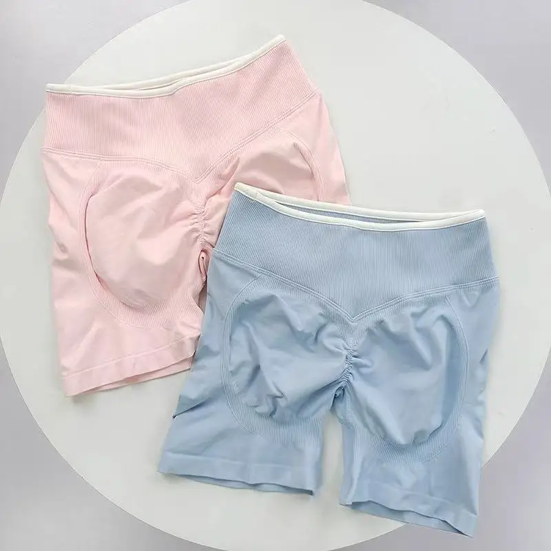 Sexy Nahtlose Farbblockierte Yoga-Shorts, Eng Anliegende Po-Formende Sportshorts, Damen-Outdoor-Lauf- und Fitnesshosen – Detail 12