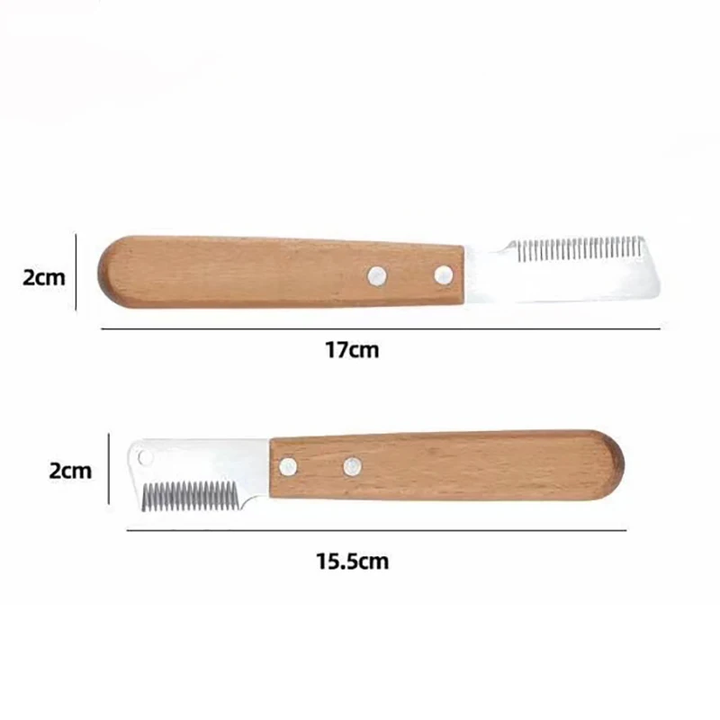 Pet Hair Removal Knife Professional Dog Comb Stainless Wooden Handle Stripping Knife Pet Hair Remover Grooming Brushes