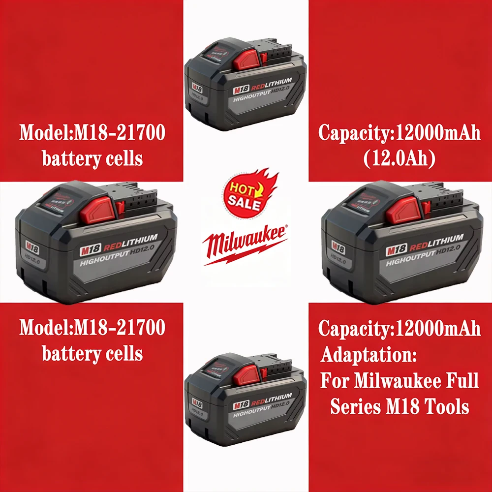 Новый оригинальный аккумулятор Milwaukee M18 FB8, 18 В, 12,0 Ач, встроенный премиум-элемент 21700, высокая емкость и длительное время работы для сверхмощных инструментов