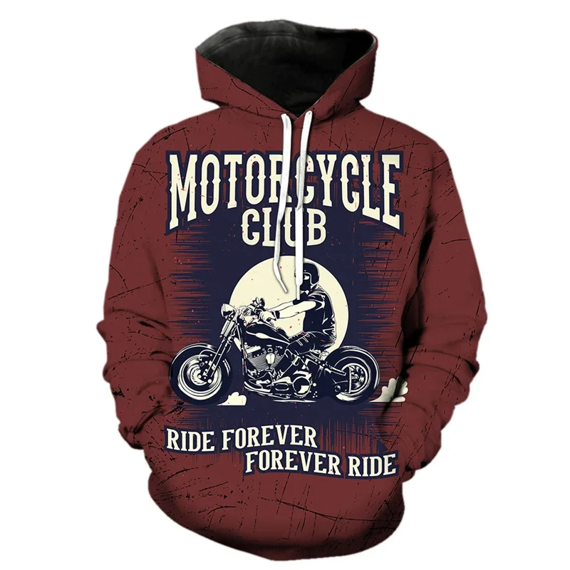 

Vintage Cartoon Motorcycle Men's Hoodies Spring Tops Streetwear Funny Pullover Unisex 3D Printed Teens Fashion Long Sleeve Cool