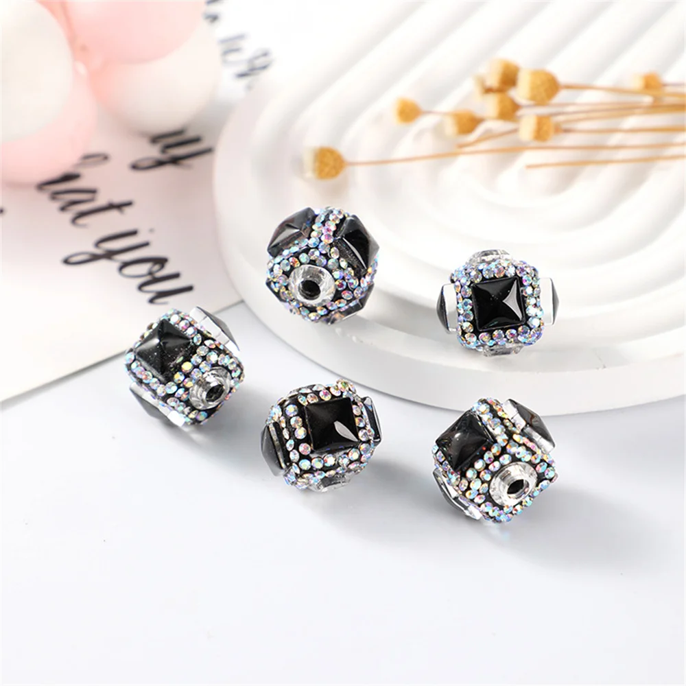 ST17 16mm High Quality Glass Cube Straight Hole Beads Handmade Key Chain Necklace DIY Bag Chain Bead Accessories Material
