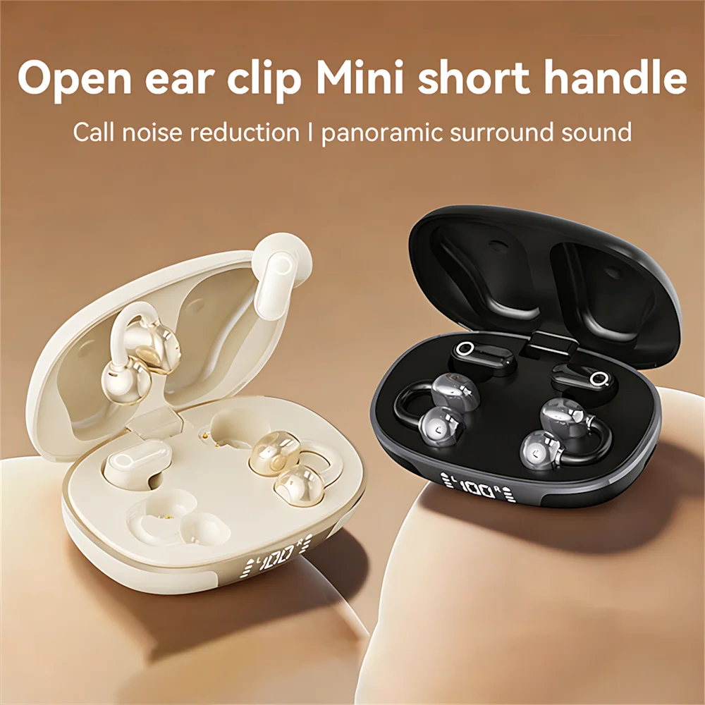 2 Pares (4) Auriculares Bluetooth Inalámbricos con Pantalla de Batería Electrochapada, de Larga Duración, con Diseño Abierto y Control Táctil