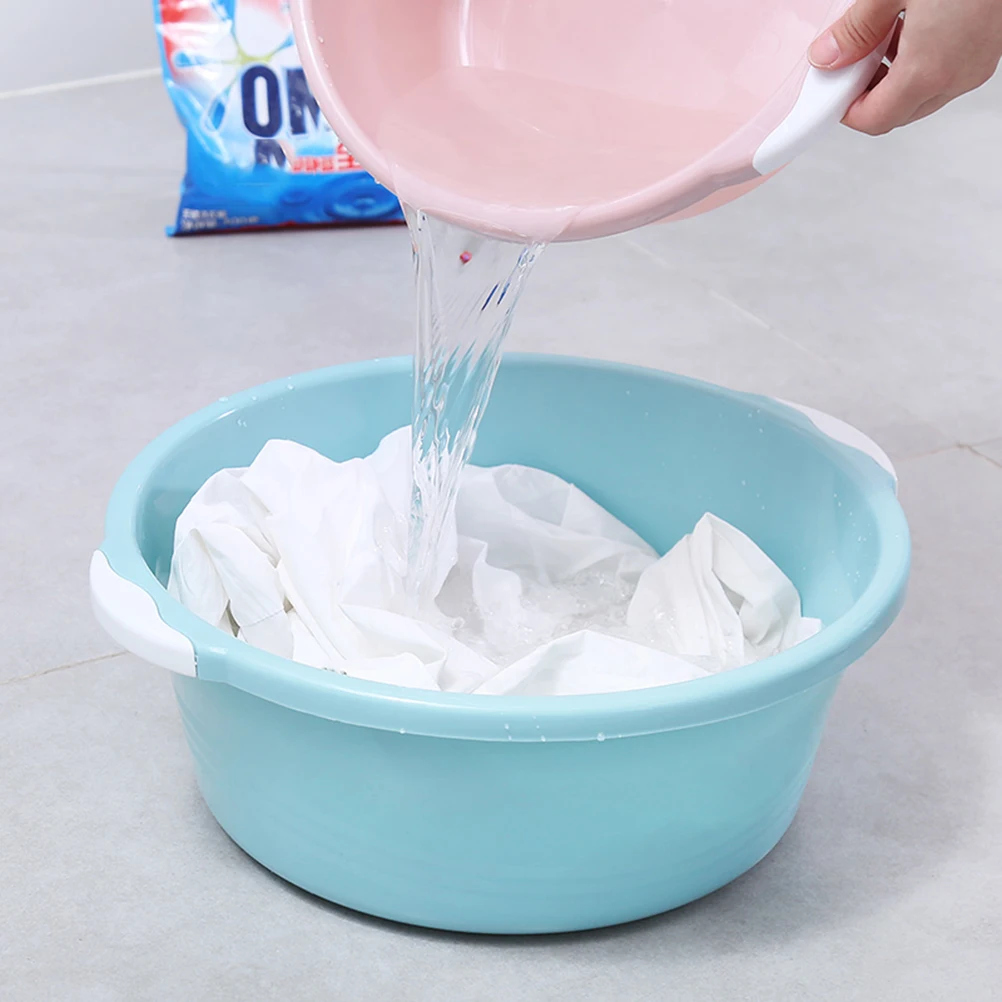 

2pcs Plastic Wash Basin For Bathroom Home Foot Basin Household Simple Medium Sky-Blue Durable Anti-Slip Multi-Functional Use
