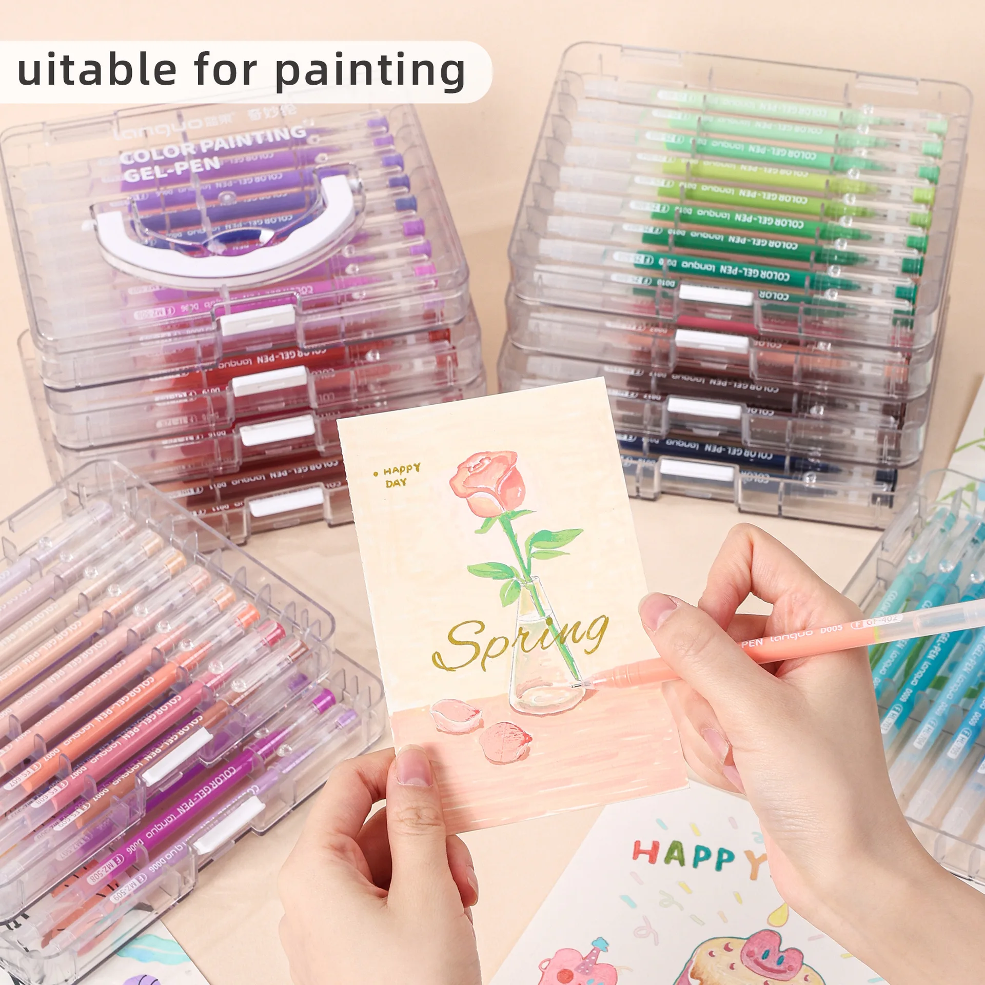 Languo Large Capacity Color Gel Pens 0.6mm Needle Tip Hand Account Drawing Marker DIY Scrapbooking Greeting Card Art Stationery