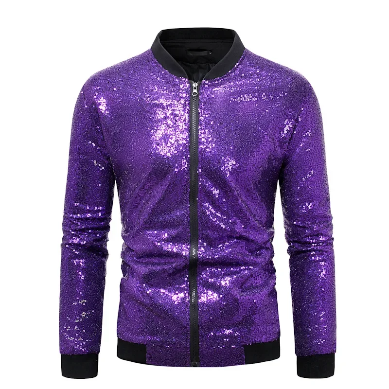 2024  Winter New Seven Color Fashionable Sequin Jacket for Men, Hot Selling  Stand Up Collar Contrasting Mens Jackets, Eur Size