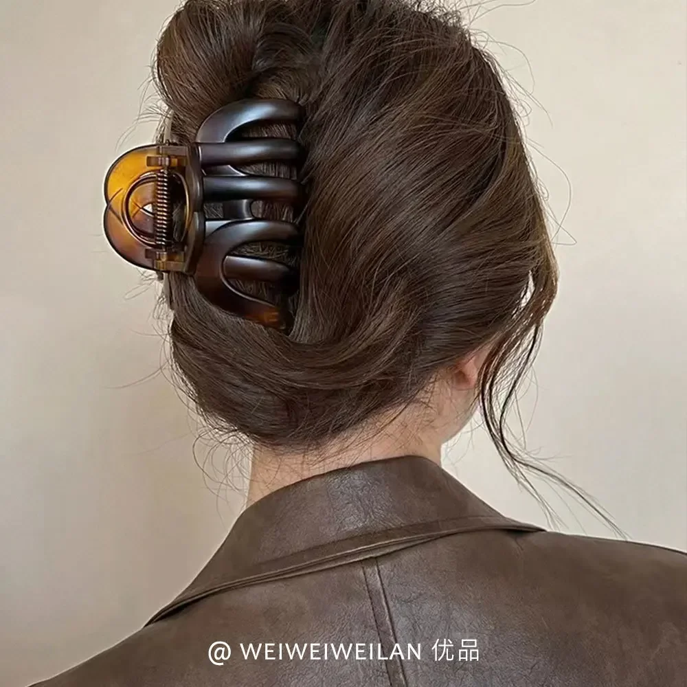 

Amber Hair Claw Large Korean Pumpkin Shark Clip Matte Finish Elegant Updo