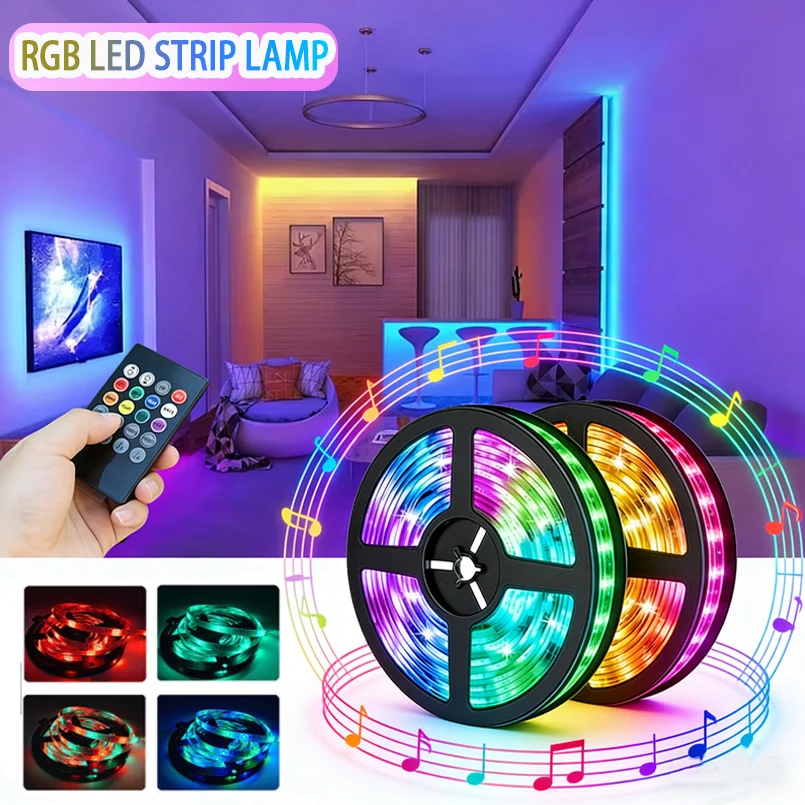 5V Dimmable LED Strip Lights USB Powered Cuttable 20Key Remote Music Sync DIY Lights for Party Home Decor