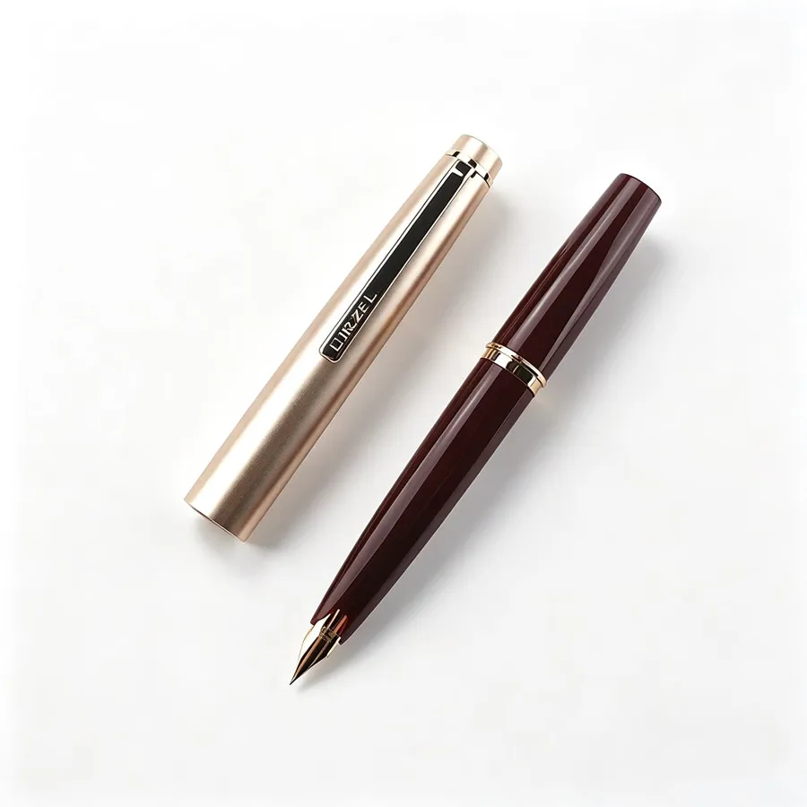 Jinhao 59 Fountain Pen Champagne Gold Metal Cap Dark Red Luxury Business Writing Office School Ink Pen