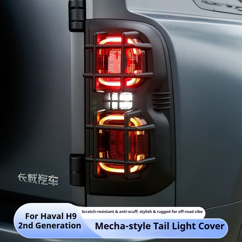 for-gwm-haval-h9-mkii-2024-2026-car-taillight-cover-mecha-style-taillight-frame-front-headlight-protective-cover-accessories