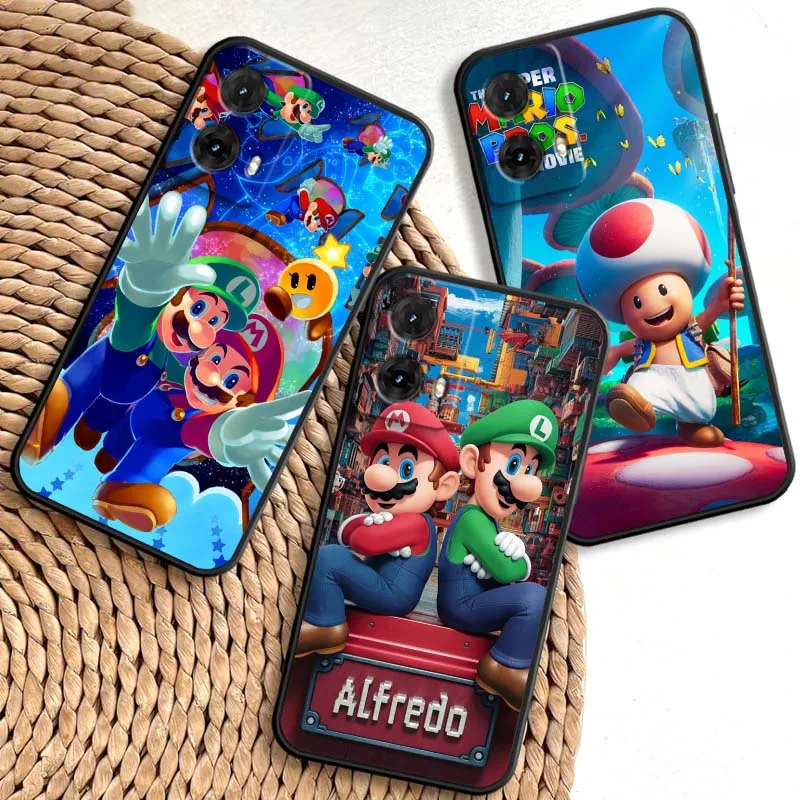 

M-Marios Anime Cartoon Phone Case For Motorola G85 Edge 50 G24 G35 G14 G04 40 G72 G34 G31 G Stylus G54 G13 G32 5G Black