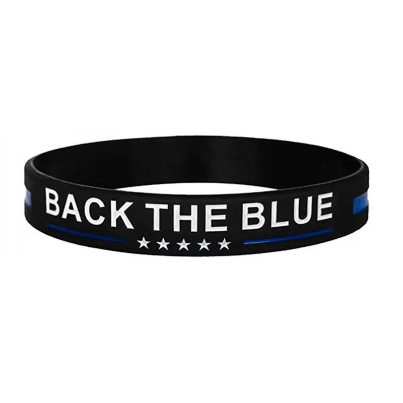 1Pcs/3Pcs USA flag American United states blue lives matter back the blue thin blue line Rubber Bracelet Silicone Wristband