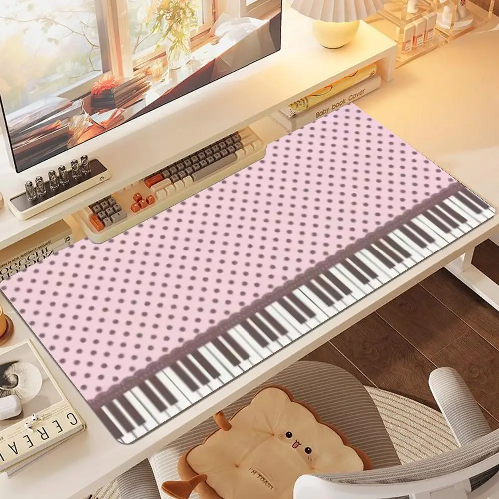 Large Non Slip Rubber Desk Mat Cute  Piano Keyboard Pattern Mouse Pad  for Office Gaming Laptop