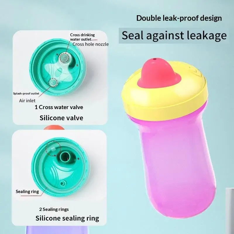 300ml/10oz Wide-Mouth Toddler Spout Cup BPA-Free Learning Drinking Cup With Scale Dust-Proof For Kids 2-6