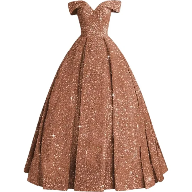 Sukienka balowa z odkrytymi ramionami i cekinami dla nastolatek, sukienka balowa plus size, błyszcząca, elegancka sukienka wieczorowa dla dorosłych, nowy elegancki styl 2026