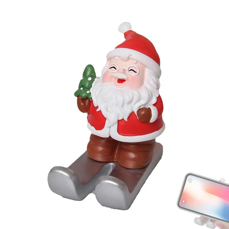 Santa Claus Phone Holder Christmas Smartphone Stand Holder Portable Christmas Phone Holder Resin Figure Phone Support For Smart