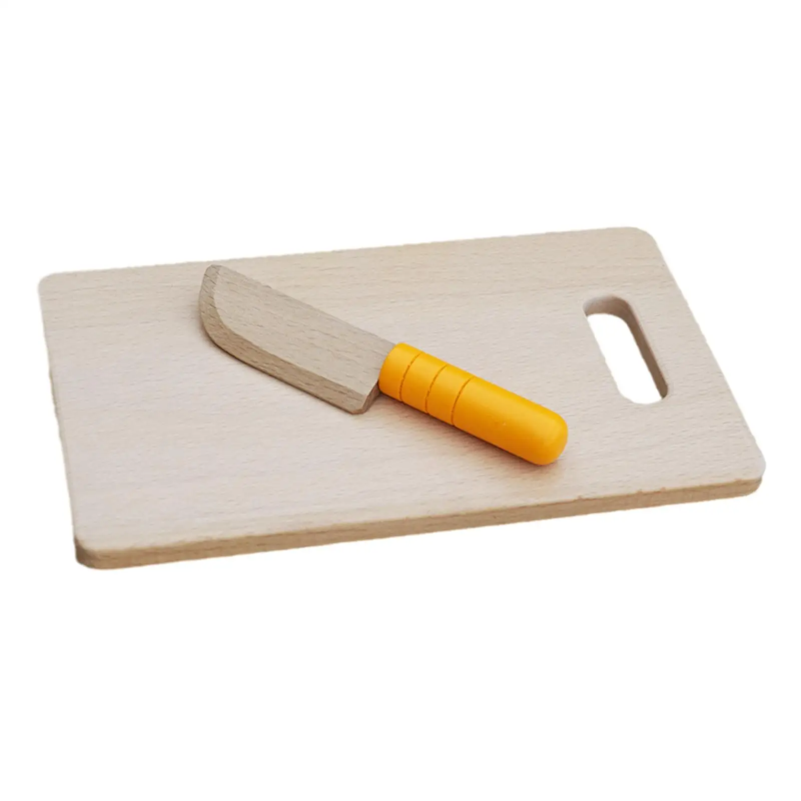 2Pcs Cute Wooden Cutting Board and Wooden Kids Knife Montessori Toys Kitchen Tools