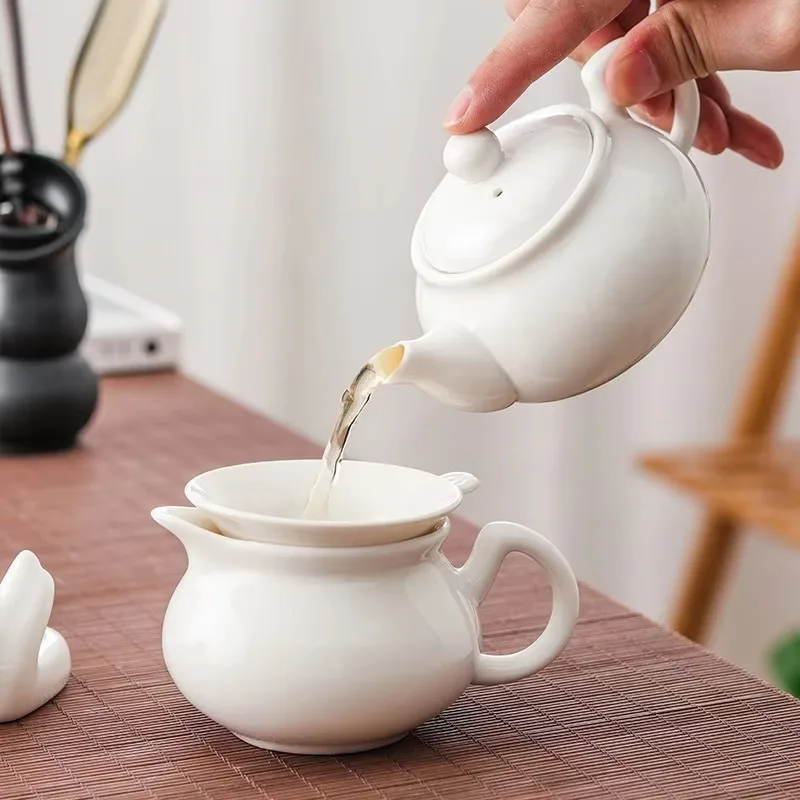 Chinese White Porcelain Teapot, Ceramic Tea Infuser, Handmade Filter Xishi Pot, Traditional Porcelain Teapot