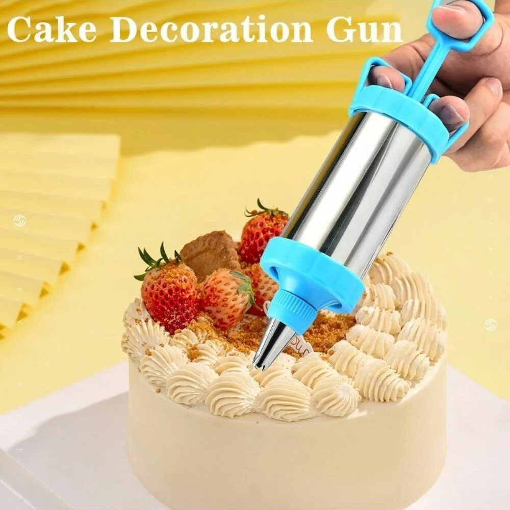 Cookie Syringe Cake Cream Press Maker DIY Pastry Syringe Extruder Stainless Cream Nozzles Scraper Accessories Baking Tools